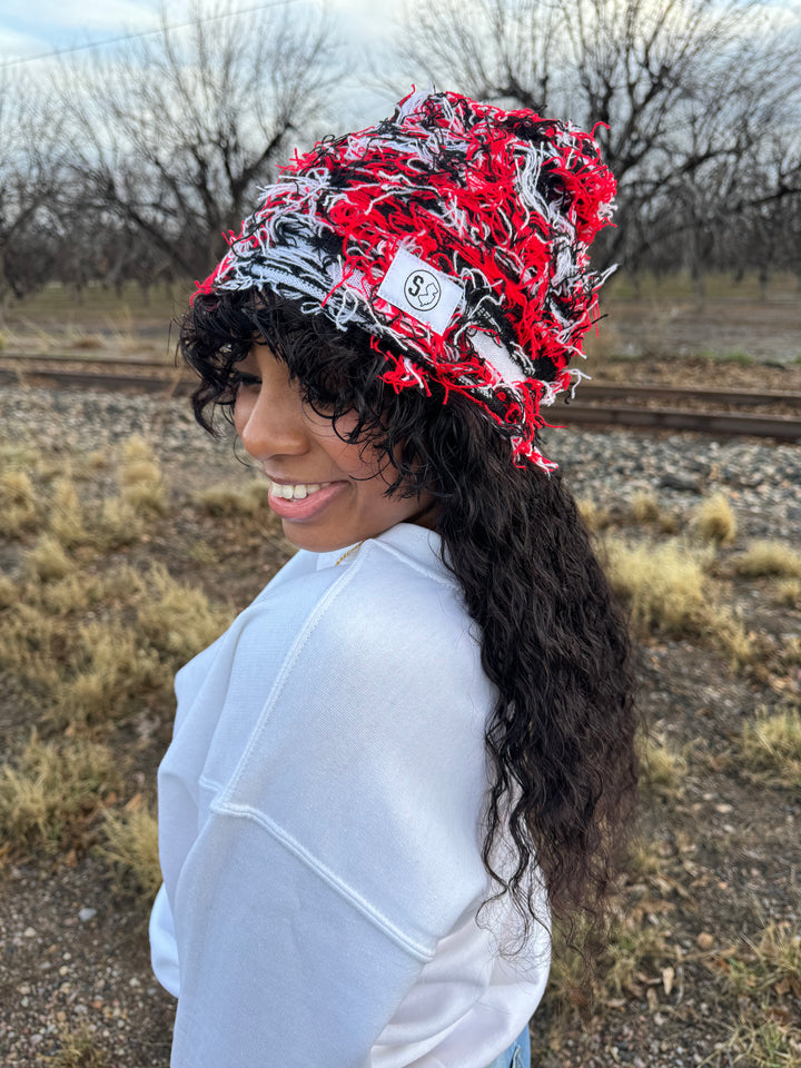 Red Distressed Beanie